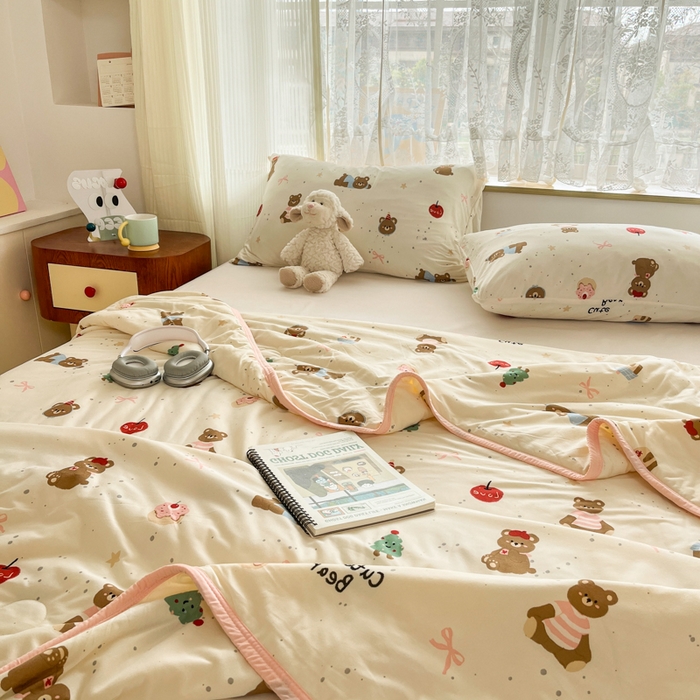 91家纺网 家纺一手货源 找家纺 葡萄家 2025新款A类母婴级大豆纤维牛奶丝针织棉夏凉被（提供买家秀）小熊软糖