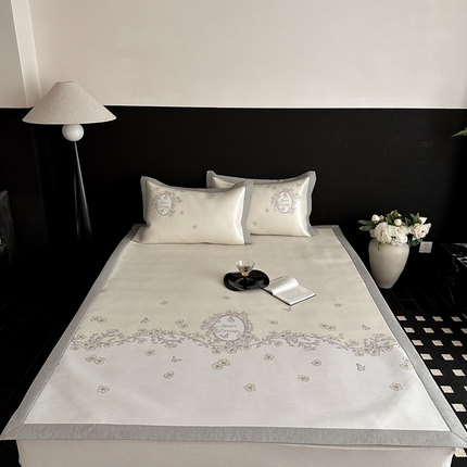 三味舒屋 2025新款凉感抗菌南法恬谧系列大版数码印花冰丝床席-床笠 曼塔黄-床席款