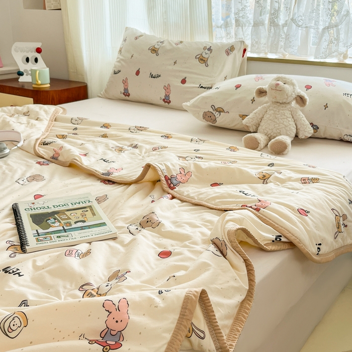 91家纺网 家纺一手货源 找家纺 葡萄家 2025新款A类母婴级大豆纤维牛奶丝针织棉夏凉被（提供买家秀）你好小狗