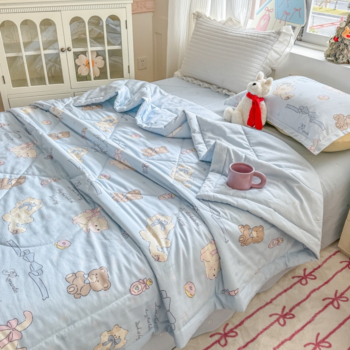 91家纺网 家纺一手货源 找家纺 欧喜璐 2025新款里外全棉夏凉被奶油阿布-兰