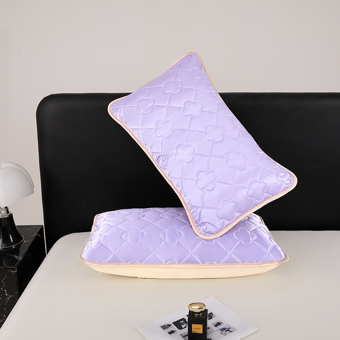 91家纺网 家纺一手货源 找家纺 梦舒羽 2025新款夏季冰丝凉感夹棉枕套单人一对装可水洗加厚枕头套宿舍48x74cm枕芯套 夹棉加厚-雪青色