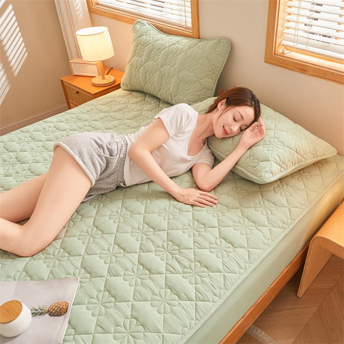 91家纺网 家纺一手货源 找家纺 （总）3C 2025新款A类全棉四叶草防水隔脏床笠