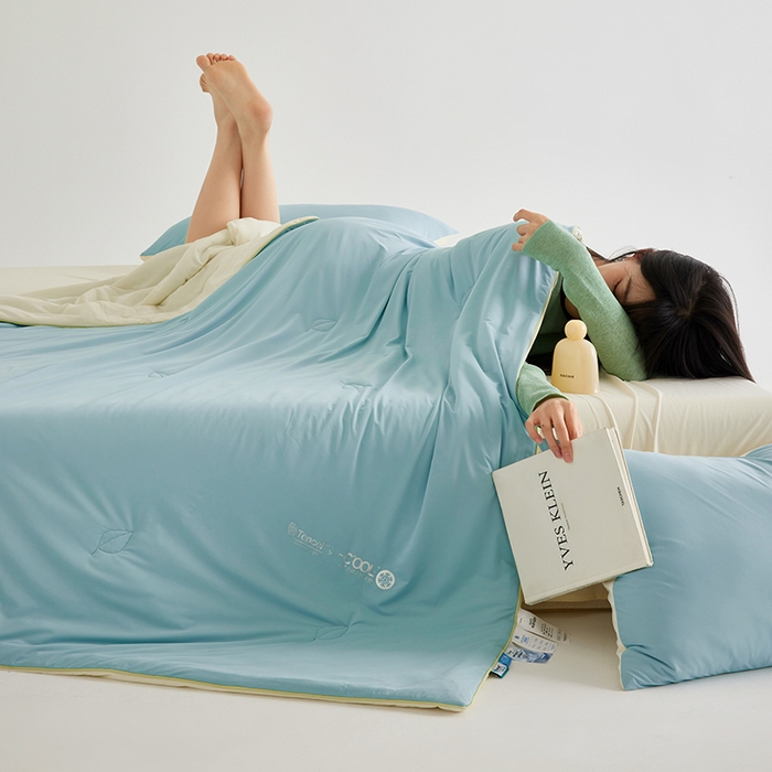 91家纺网 家纺一手货源 找家纺 莱福仕家纺 2025新款凉感兰精天丝夏被系列 松石蓝