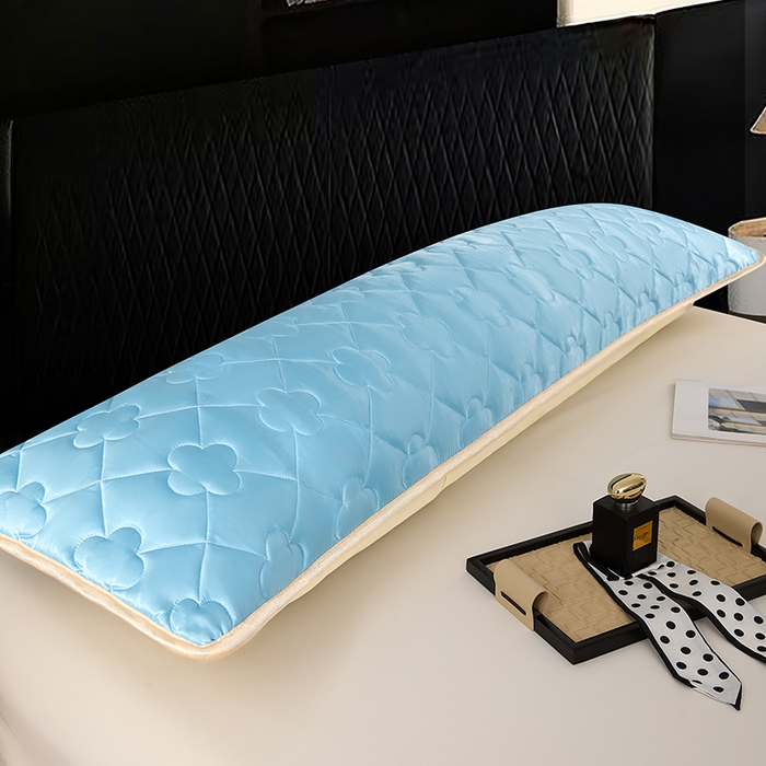 91家纺网 家纺一手货源 找家纺 梦舒羽 2025新款夏季冰丝凉感夹棉枕套双人情侣枕头套加长加厚枕芯套1.5m内胆套 夹棉加厚-天空蓝