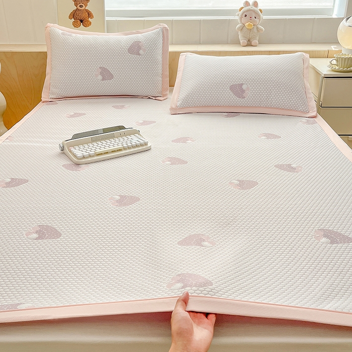 91家纺网 家纺一手货源 找家纺 （总）绣女坊 2025新款冰豆豆提花凉席三件套