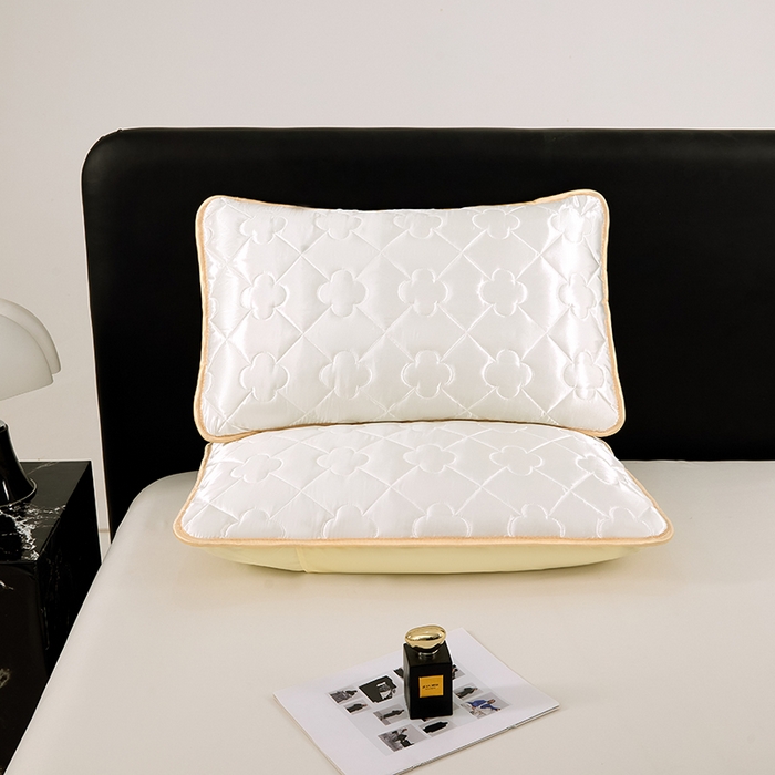 91家纺网 家纺一手货源 找家纺 梦舒羽 2025新款夏季冰丝凉感夹棉枕套单人一对装可水洗加厚枕头套宿舍48x74cm枕芯套 夹棉加厚-珍珠白