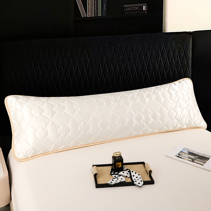 91家纺网 家纺一手货源 找家纺 梦舒羽 2025新款夏季冰丝凉感夹棉枕套双人情侣枕头套加长加厚枕芯套1.5m内胆套 夹棉加厚-珍珠白