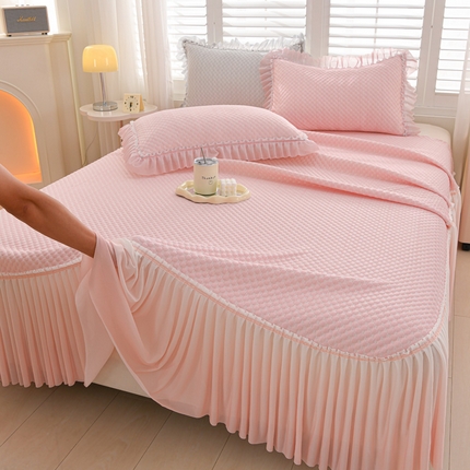 梦之星 2025新款凉豆豆凉席三件套 纯色渐变款-粉