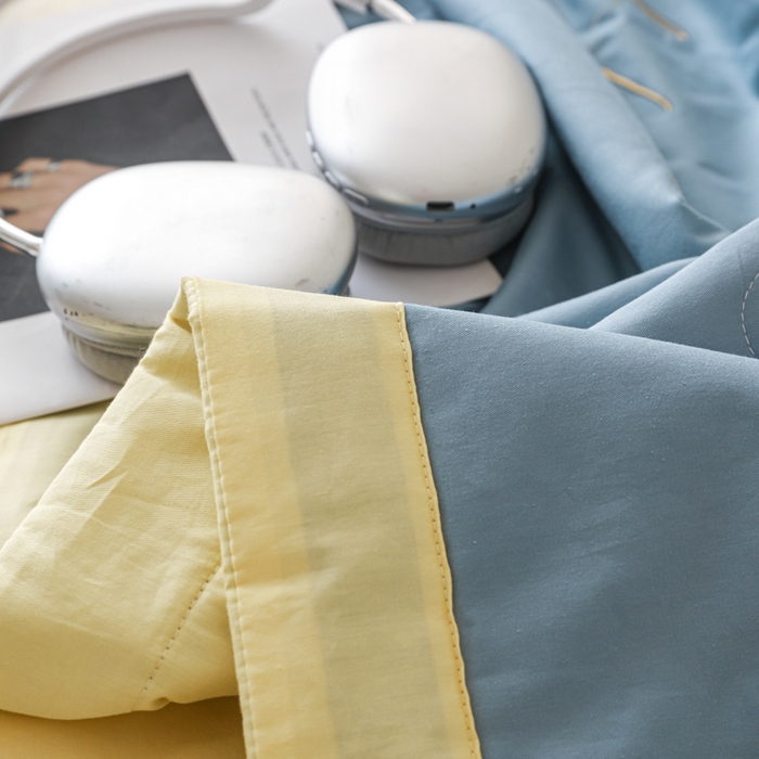 91家纺网 家纺一手货源 找家纺 简宜家居（朝初家纺） 2025新款纯棉刺绣山茶花大豆被 山茶花-蓝黄