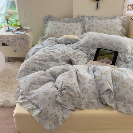 91家纺网 家纺一手货源 找家纺 （总）希丞家居 2025新款云感提花双层纱花边四件套