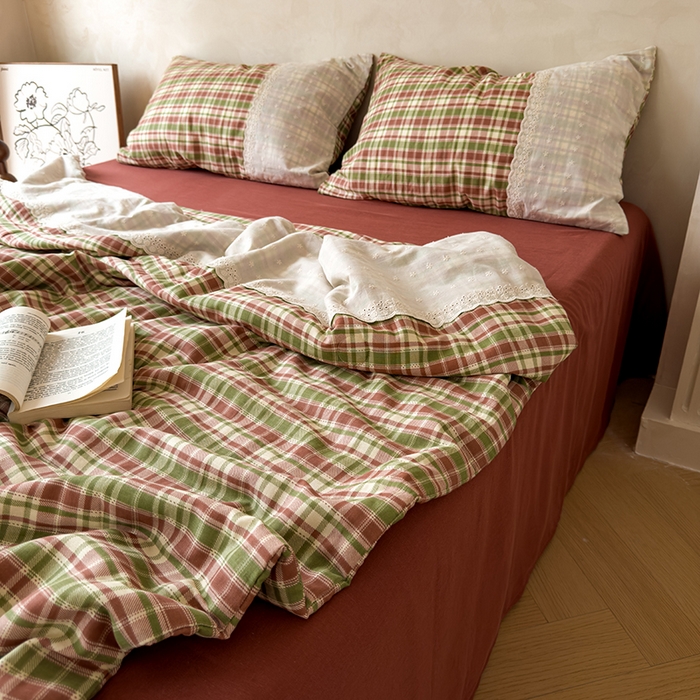 91家纺网 家纺一手货源 找家纺 曼町家居 2025春夏新款全棉纯棉双层纱法式镂空立体大花边夏被夏凉被空调被四件套 洛可可恋