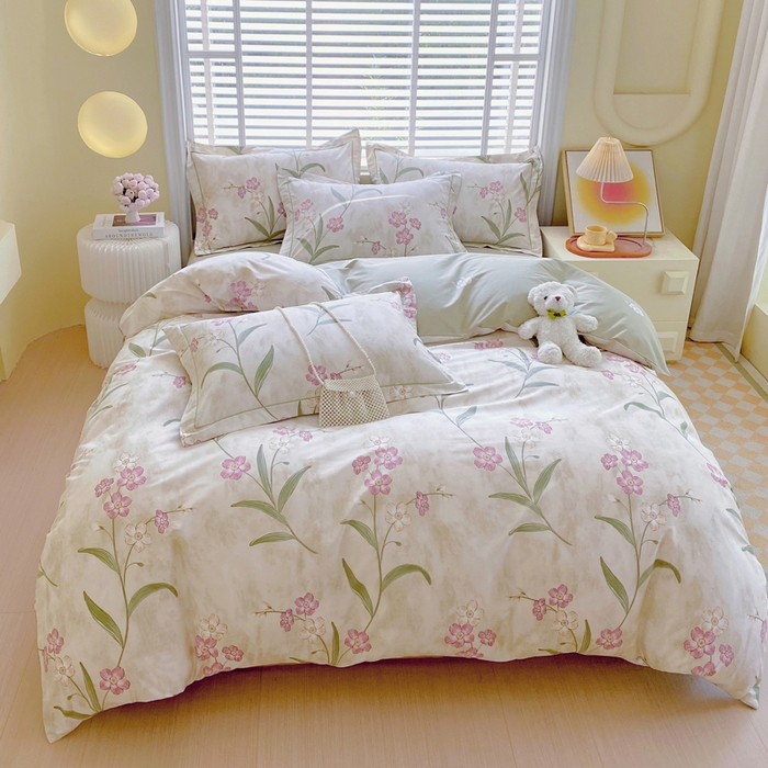 91家纺网 家纺一手货源 找家纺 星期三  2025年4月新款铂金全棉纯棉13372四件套 加微信有会员价 花枝草蔓