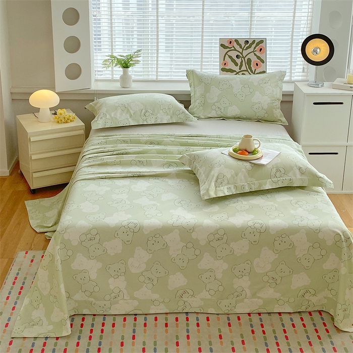 91家纺网 家纺一手货源 找家纺 凯磊2025新款老粗布印花单品床单床单单件 萌熊悠眠