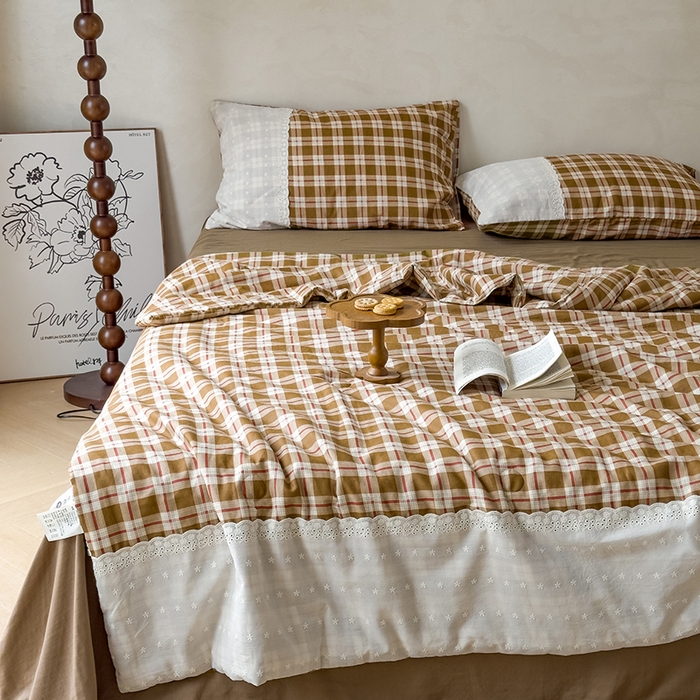 91家纺网 家纺一手货源 找家纺 曼町家居 2025春夏新款全棉纯棉双层纱法式镂空立体大花边夏被夏凉被空调被四件套 流苏