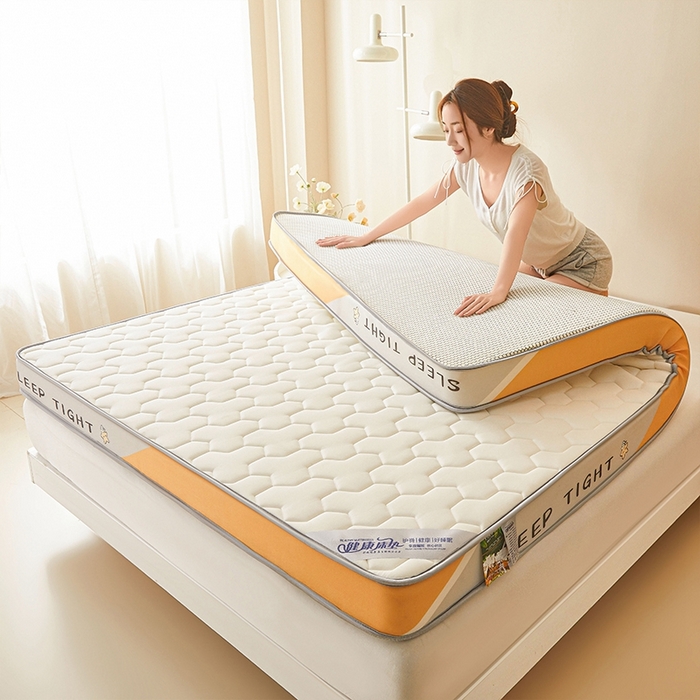 91家纺网 家纺一手货源 找家纺 锦逸2025新款牛奶丝乳胶床垫 三角格白