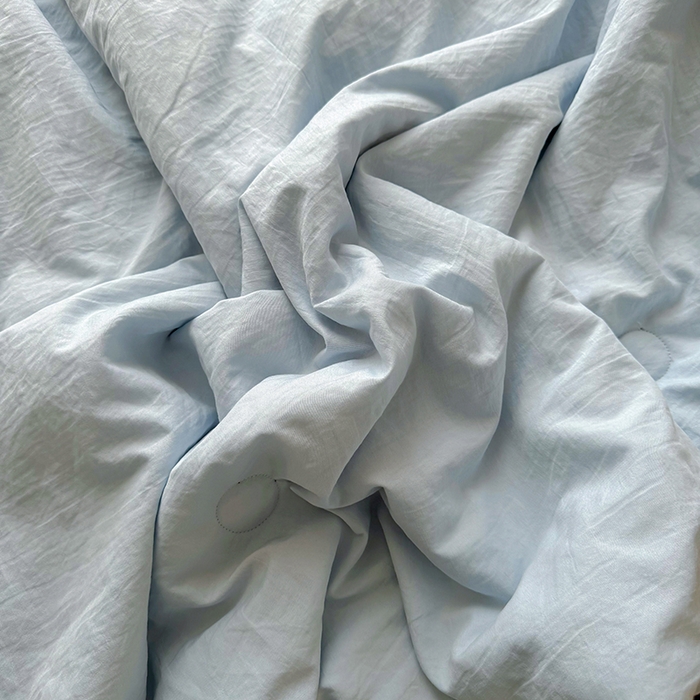 91家纺网 家纺一手货源 找家纺 耀达家居 2025新款水洗棉双拼夏被四件套 海盐蓝➕高级灰