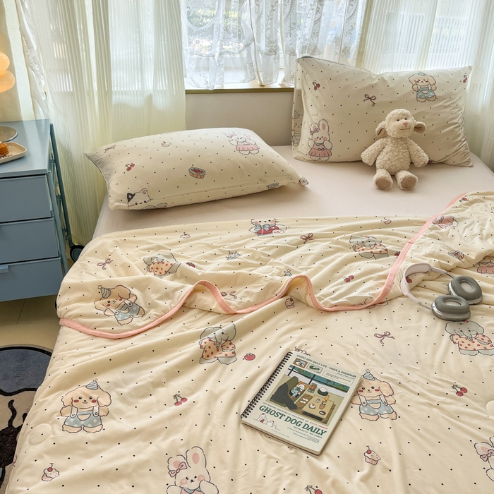 91家纺网 家纺一手货源 找家纺 葡萄家 2025新款A类母婴级大豆纤维牛奶丝针织棉夏凉被（提供买家秀）生日派对