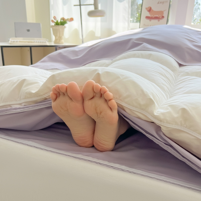 91家纺网 家纺一手货源 找家纺 柒星睡袋 2025新款款40支全棉纯色毛巾绣可拆分隔脏睡袋 洛咪 紫