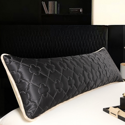 91家纺网 家纺一手货源 找家纺 梦舒羽 2025新款夏季冰丝凉感夹棉枕套双人情侣枕头套加长加厚枕芯套1.5m内胆套 夹棉加厚-尊贵黑