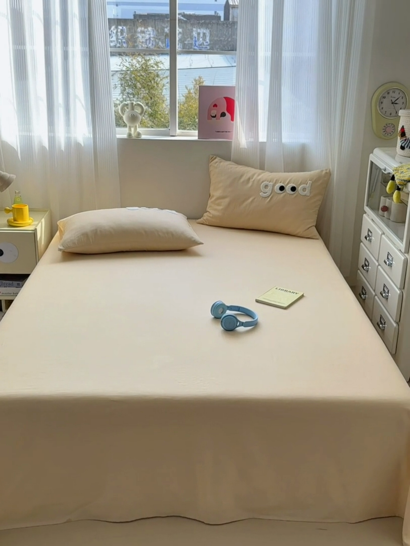 91家纺网 家纺一手货源 找家纺 丽涵家纺 2025新款全棉大雁纹单品床单床单三件套 good香槟金