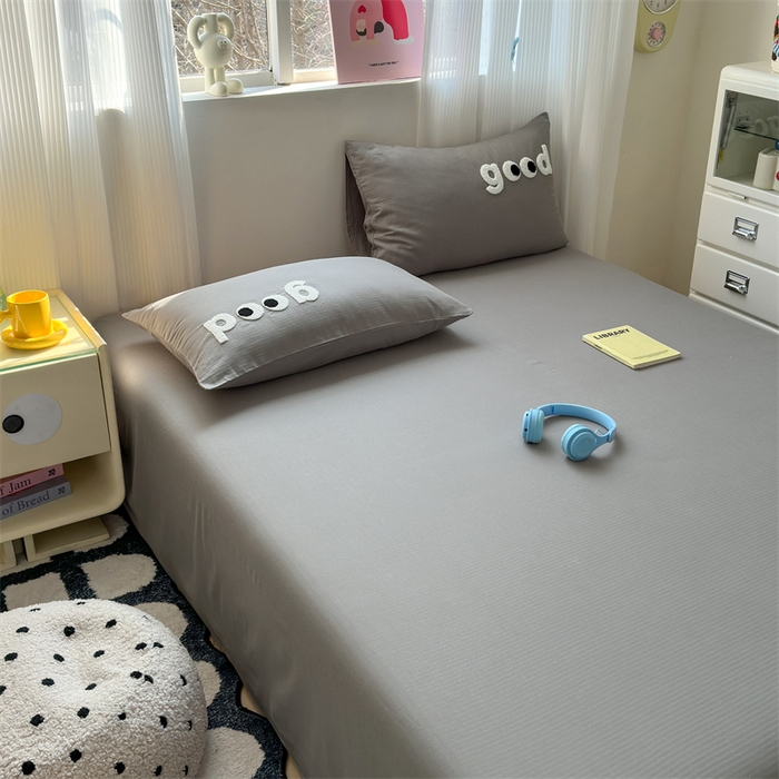 91家纺网 家纺一手货源 找家纺 丽涵家纺 2025新款全棉大雁纹单品床单床单三件套 good深银灰