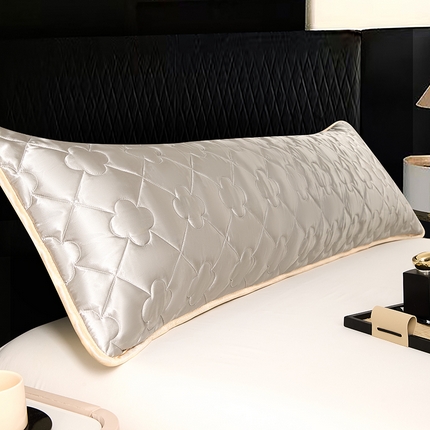 梦舒羽 2025新款夏季冰丝凉感夹棉枕套双人情侣枕头套加长加厚枕芯套1.5m内胆套 夹棉加厚-典雅灰