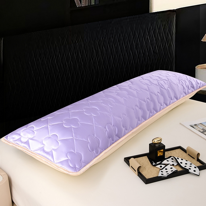 91家纺网 家纺一手货源 找家纺 梦舒羽 2025新款夏季冰丝凉感夹棉枕套双人情侣枕头套加长加厚枕芯套1.5m内胆套 夹棉加厚-雪青色