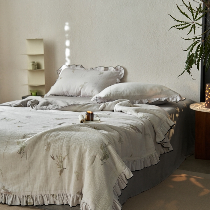 91家纺网 家纺一手货源 找家纺 安莱生活2025新款A类全棉双层皱皱纱夏凉被 夏被  水竹烟