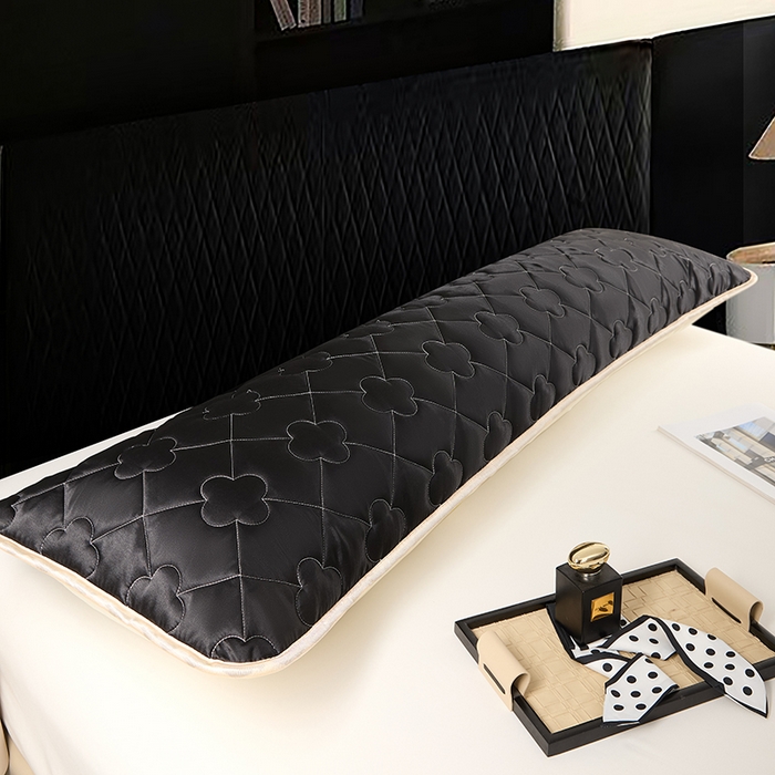 91家纺网 家纺一手货源 找家纺 梦舒羽 2025新款夏季冰丝凉感夹棉枕套双人情侣枕头套加长加厚枕芯套1.5m内胆套 夹棉加厚-尊贵黑