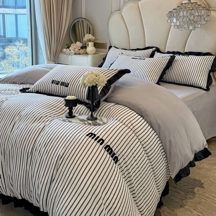 91家纺网 家纺一手货源 找家纺 （总）千希家纺2025新款法式花边水洗棉小香风绣花刺绣四件套