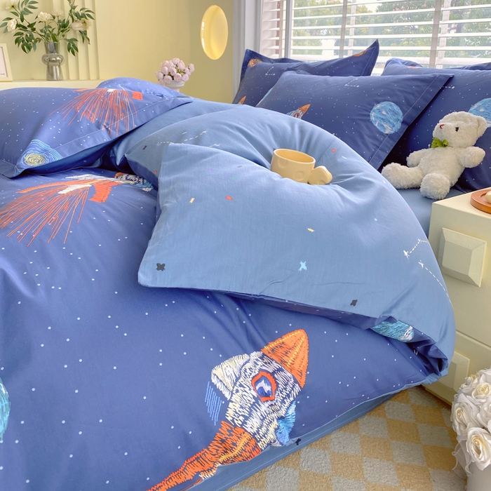 91家纺网 家纺一手货源 找家纺 星期三  2025年4月新款铂金全棉纯棉13372四件套 加微信有会员价 星际漫游