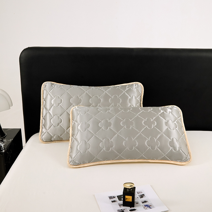 91家纺网 家纺一手货源 找家纺 梦舒羽 2025新款夏季冰丝凉感夹棉枕套单人一对装可水洗加厚枕头套宿舍48x74cm枕芯套 夹棉加厚-典雅灰