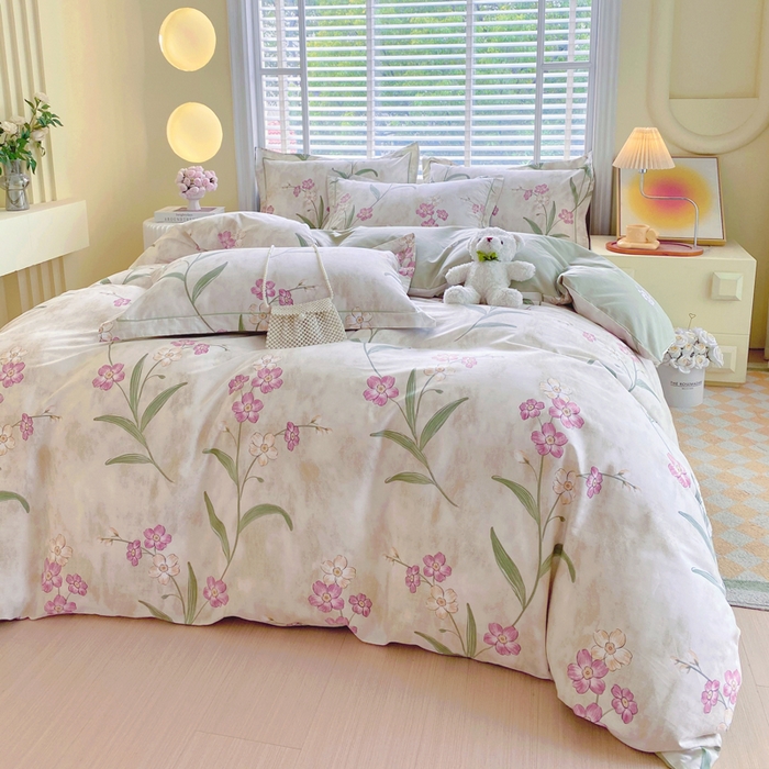 91家纺网 家纺一手货源 找家纺 星期三  2025年4月新款铂金全棉纯棉13372四件套 加微信有会员价 花枝草蔓