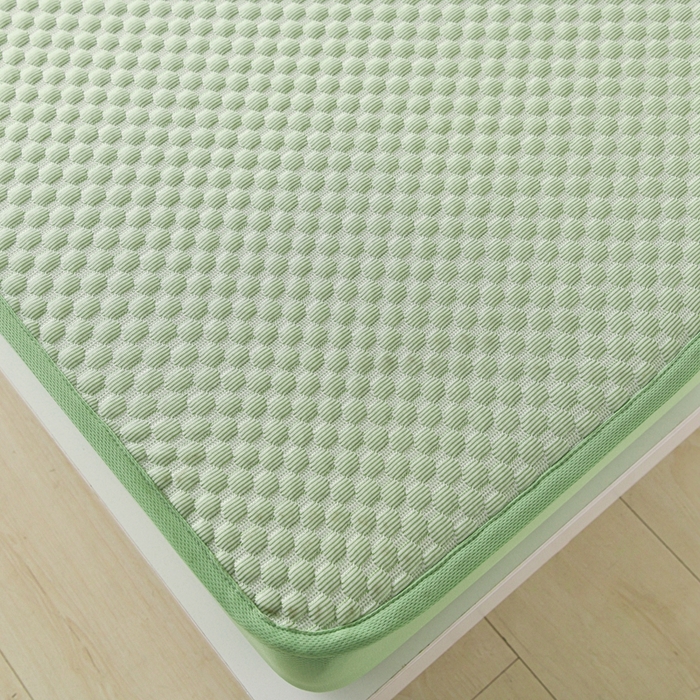 91家纺网 家纺一手货源 找家纺 梦之星 2025新款凉豆豆凉席三件套 纯色床笠款-绿