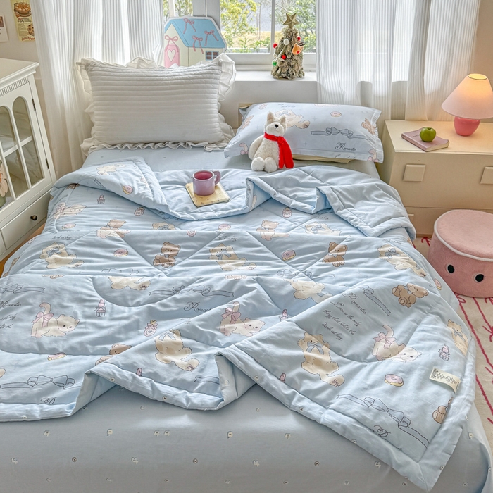 91家纺网 家纺一手货源 找家纺 欧喜璐 2025新款里外全棉夏凉被奶油阿布-兰