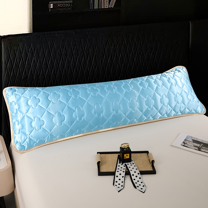 91家纺网 家纺一手货源 找家纺 梦舒羽 2025新款夏季冰丝凉感夹棉枕套双人情侣枕头套加长加厚枕芯套1.5m内胆套 夹棉加厚-天空蓝