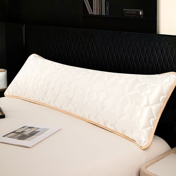 91家纺网 家纺一手货源 找家纺 梦舒羽 2025新款夏季冰丝凉感夹棉枕套双人情侣枕头套加长加厚枕芯套1.5m内胆套 夹棉加厚-珍珠白