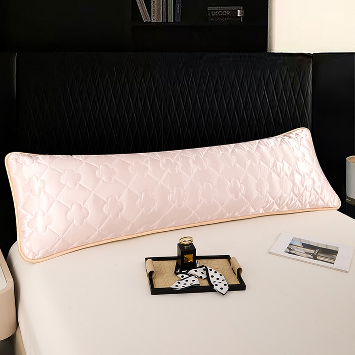 91家纺网 家纺一手货源 找家纺 梦舒羽 2025新款夏季冰丝凉感夹棉枕套双人情侣枕头套加长加厚枕芯套1.5m内胆套 夹棉加厚-淡雅玉