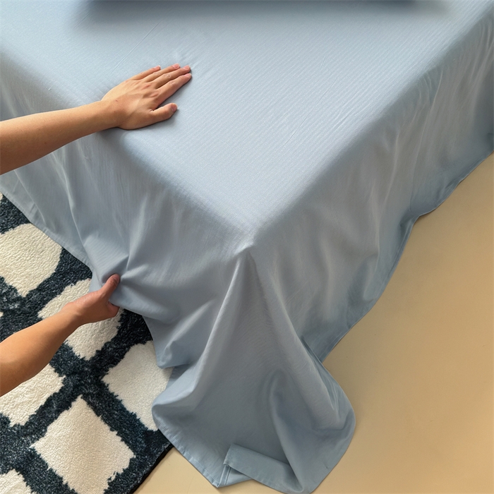 91家纺网 家纺一手货源 找家纺 丽涵家纺 2025新款全棉大雁纹单品床单床单三件套 good月光蓝