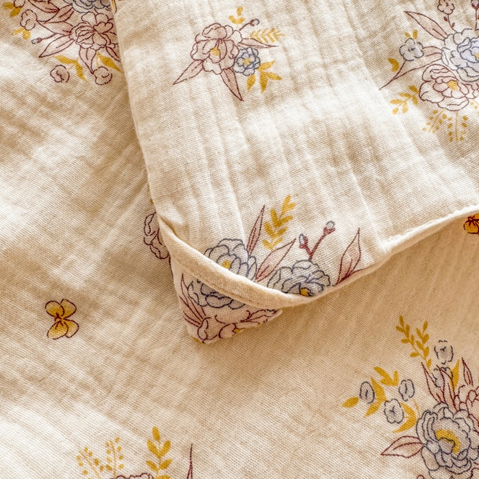 91家纺网 家纺一手货源 找家纺 薇玛仕 2025新款A类全棉双层皱皱纱印花款大豆夏凉被空调被儿童被被子被芯 蝶舞花开