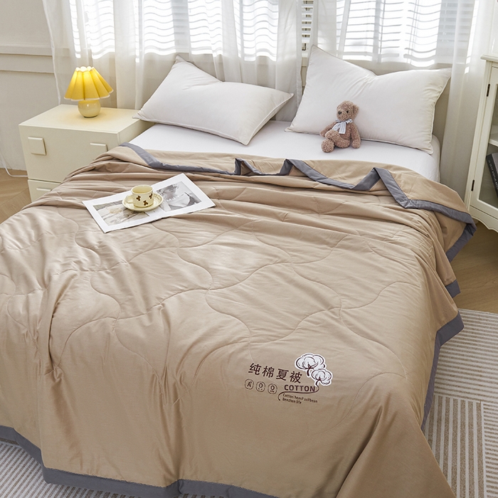 91家纺网 家纺一手货源 找家纺 被多多 2025新款全棉纯棉羽丝棉夏被夏凉被空调被 咖色