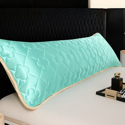 梦舒羽 2025新款夏季冰丝凉感夹棉枕套双人情侣枕头套加长加厚枕芯套1.5m内胆套 夹棉加厚-水蓝色