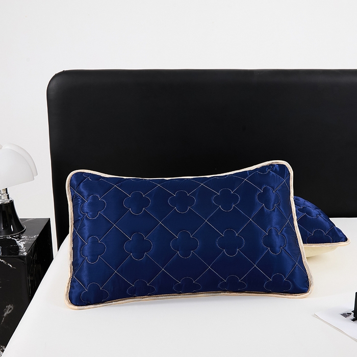 91家纺网 家纺一手货源 找家纺 梦舒羽 2025新款夏季冰丝凉感夹棉枕套单人一对装可水洗加厚枕头套宿舍48x74cm枕芯套 夹棉加厚-深海蓝