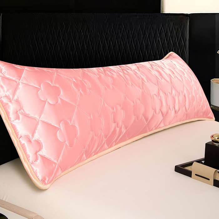 91家纺网 家纺一手货源 找家纺 梦舒羽 2025新款夏季冰丝凉感夹棉枕套双人情侣枕头套加长加厚枕芯套1.5m内胆套 夹棉加厚-玉色