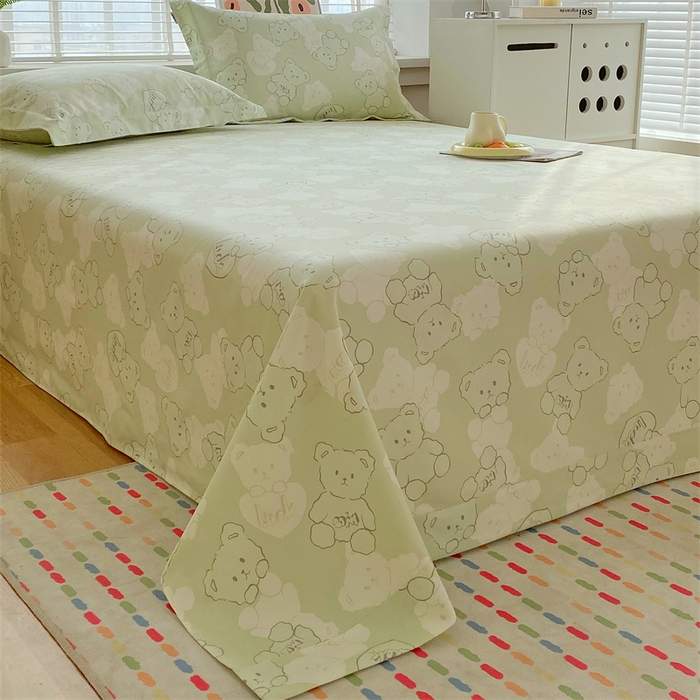 91家纺网 家纺一手货源 找家纺 凯磊2025新款老粗布印花单品床单床单单件 萌熊悠眠