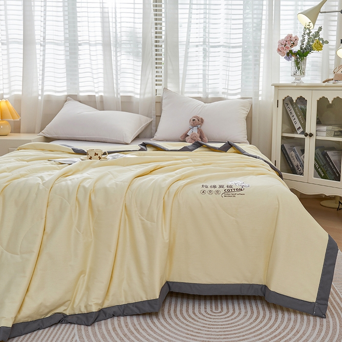 91家纺网 家纺一手货源 找家纺 被多多 2025新款全棉纯棉羽丝棉夏被夏凉被空调被 奶油黄