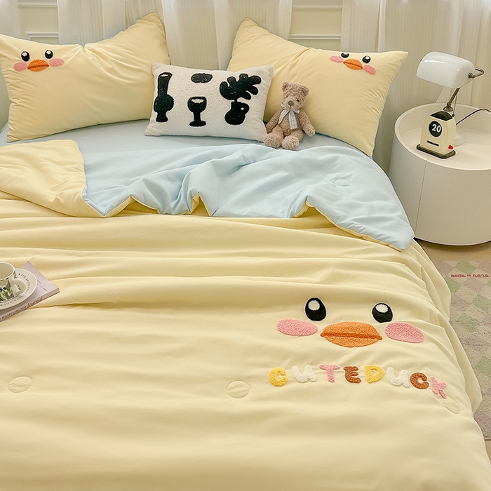 91家纺网 家纺一手货源 找家纺 （总）眠帛家居 2025新款A类水洗皱皱纱毛巾绣夏被四件套