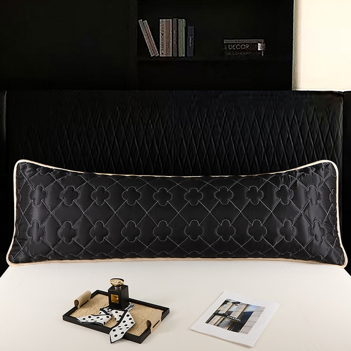 91家纺网 家纺一手货源 找家纺 梦舒羽 2025新款夏季冰丝凉感夹棉枕套双人情侣枕头套加长加厚枕芯套1.5m内胆套 夹棉加厚-尊贵黑