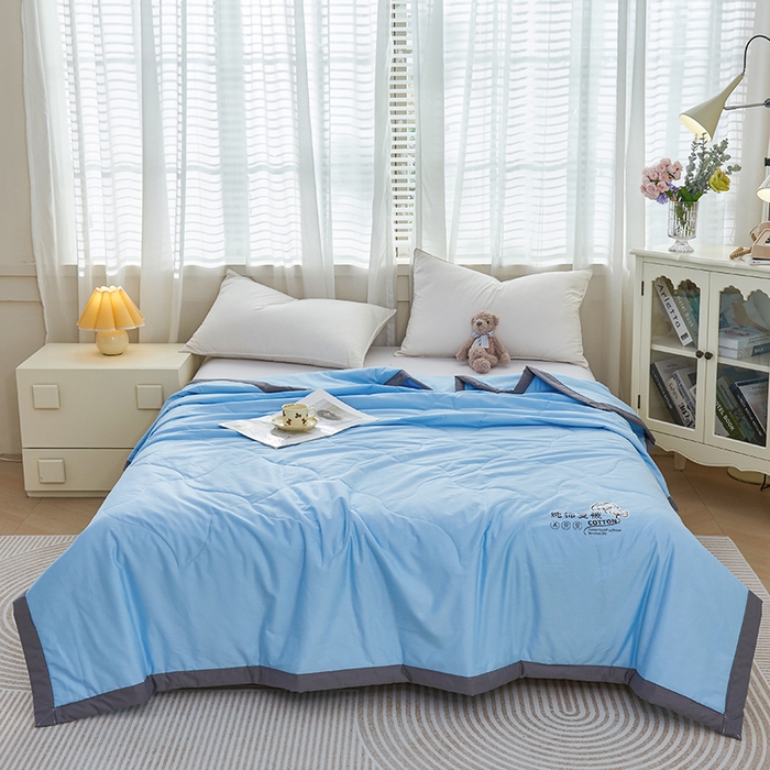 91家纺网 家纺一手货源 找家纺 被多多 2025新款全棉纯棉羽丝棉夏被夏凉被空调被 天空蓝