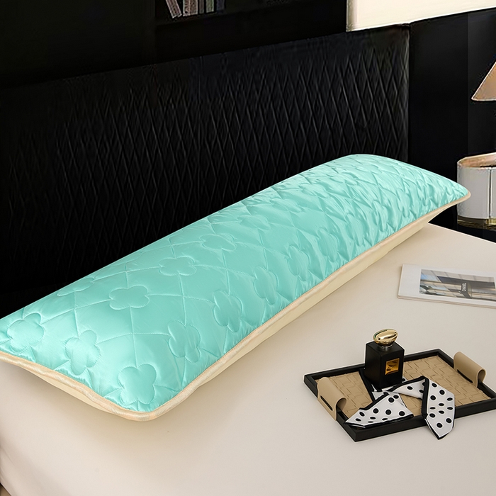 91家纺网 家纺一手货源 找家纺 梦舒羽 2025新款夏季冰丝凉感夹棉枕套双人情侣枕头套加长加厚枕芯套1.5m内胆套 夹棉加厚-水蓝色